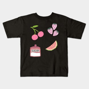 Y2k Coquette Berry Design Sticker Pack Pink Kids T-Shirt